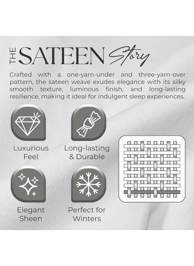 1200 Thread Count Queen Size Sheets Set Light Gray, Ultra Soft Cotton Rich Easy Care Sateen Bed Sheet, Moisture Wicking Deep Pocket Sheets (1 Flat Sheet, 1 Fitted Sheet & 2 Pillowcases)