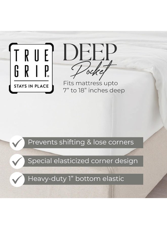 1200 Thread Count Queen Size Sheets Set Light Gray, Ultra Soft Cotton Rich Easy Care Sateen Bed Sheet, Moisture Wicking Deep Pocket Sheets (1 Flat Sheet, 1 Fitted Sheet & 2 Pillowcases)