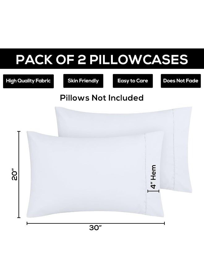 Utopia Bedding Queen Pillow Cases - 2 Pack - Envelope Closure - Soft Brushed Microfiber Fabric - Shrinkage and Fade Resistant Pillow Covers 20 X 30 Inches (Queen, White)