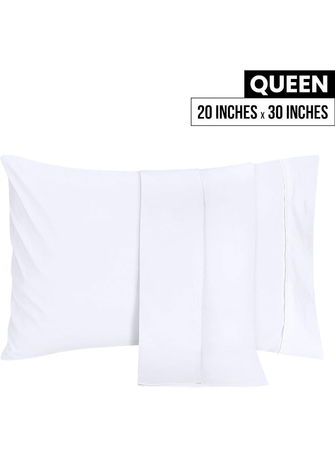Utopia Bedding Queen Pillow Cases - 2 Pack - Envelope Closure - Soft Brushed Microfiber Fabric - Shrinkage and Fade Resistant Pillow Covers 20 X 30 Inches (Queen, White)