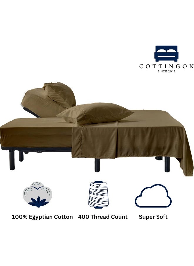 Flex Top King Sheets for Sleep Number Bed, 100% Egyptian Cotton- 400 TC Split Top King Sheets for Sleep Number Bed (4 Pcs) Flex Head King 34