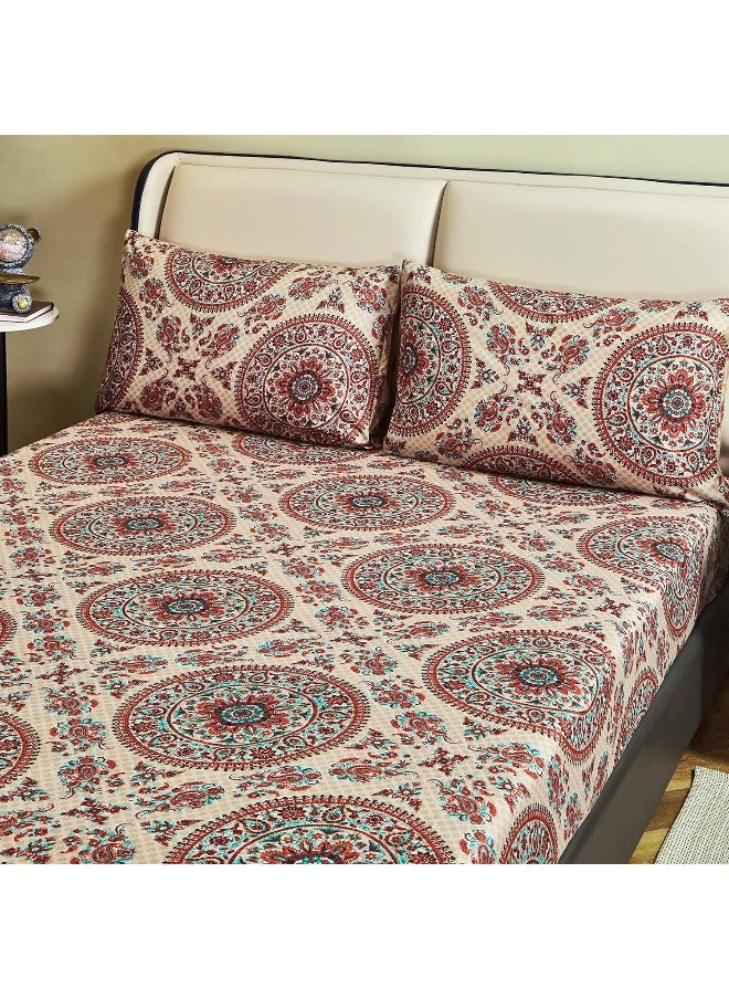 Tache Home Fashion Bohemian Boho Chic Medallion Mandala Paisley Boteh Fitted Bed Sheet Only, Cal King