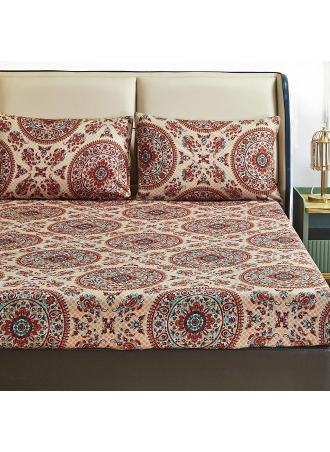 Tache Home Fashion Bohemian Boho Chic Medallion Mandala Paisley Boteh Fitted Bed Sheet Only, Cal King