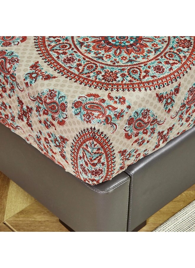 Tache Home Fashion Bohemian Boho Chic Medallion Mandala Paisley Boteh Fitted Bed Sheet Only, Cal King