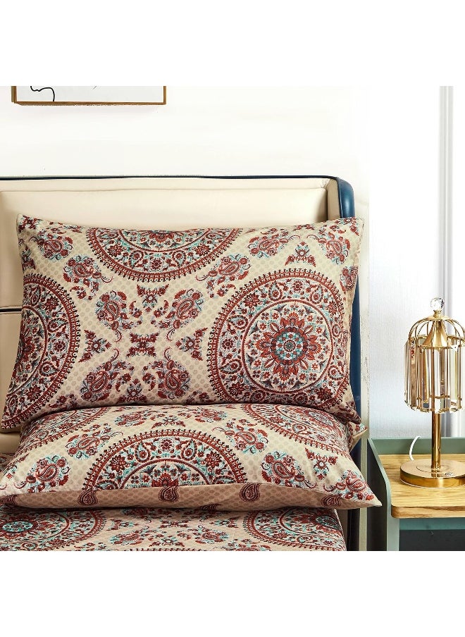 Tache Home Fashion Bohemian Boho Chic Medallion Mandala Paisley Boteh Fitted Bed Sheet Only, Cal King