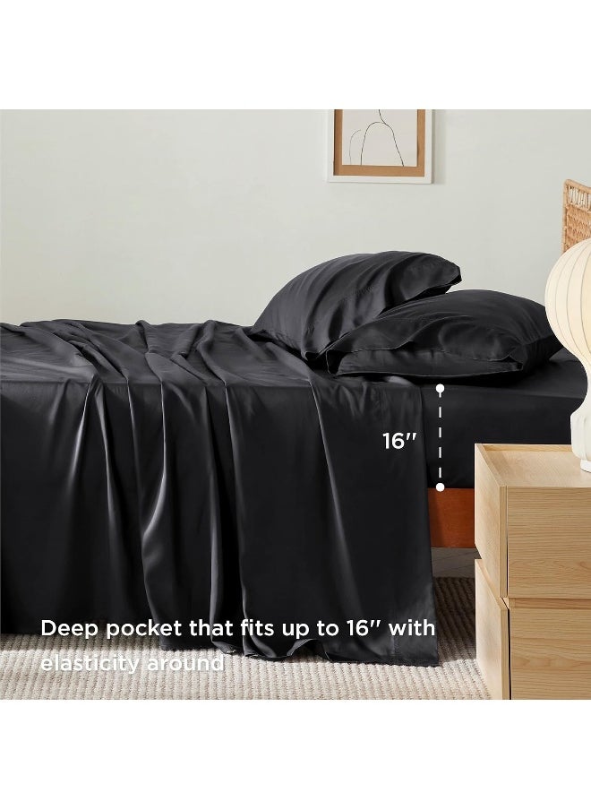 Bedsure Queen Sheets, Rayon Derived from Bamboo, Queen Cooling Sheet Set, Deep Pocket Up to 16