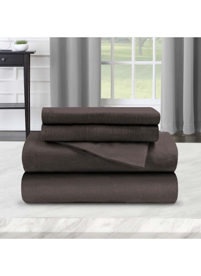 Superior Flannel Cotton Bed Sheet Set, King, Charcoal
