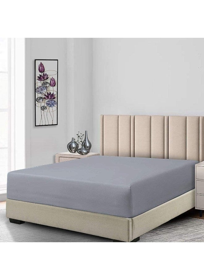 Royal Tradition Fitted Sheets, 650TC with Pockets (7-10 Inches) Perfect for Low Profile Mattresses, Cotton Blend (King, Solid Grey)