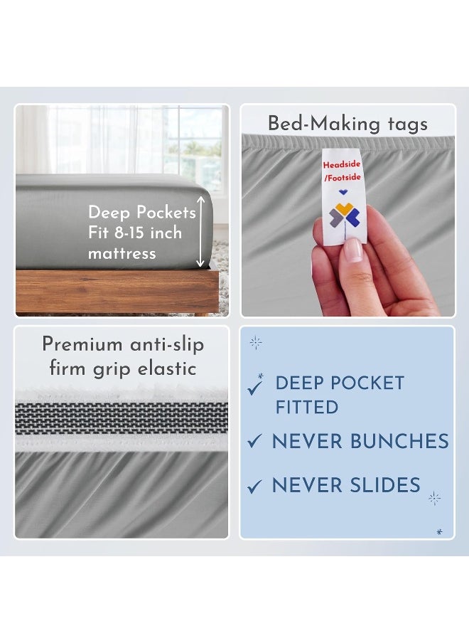 California Design Den Split King Sheets for Adjustable Bed, Buttery Soft 800 Thread Count, 100% Cotton Set Beats Fake Egyptian Claims, 5 Piece Set with 2 Twin XL Fitted Sheets (Light Gray)