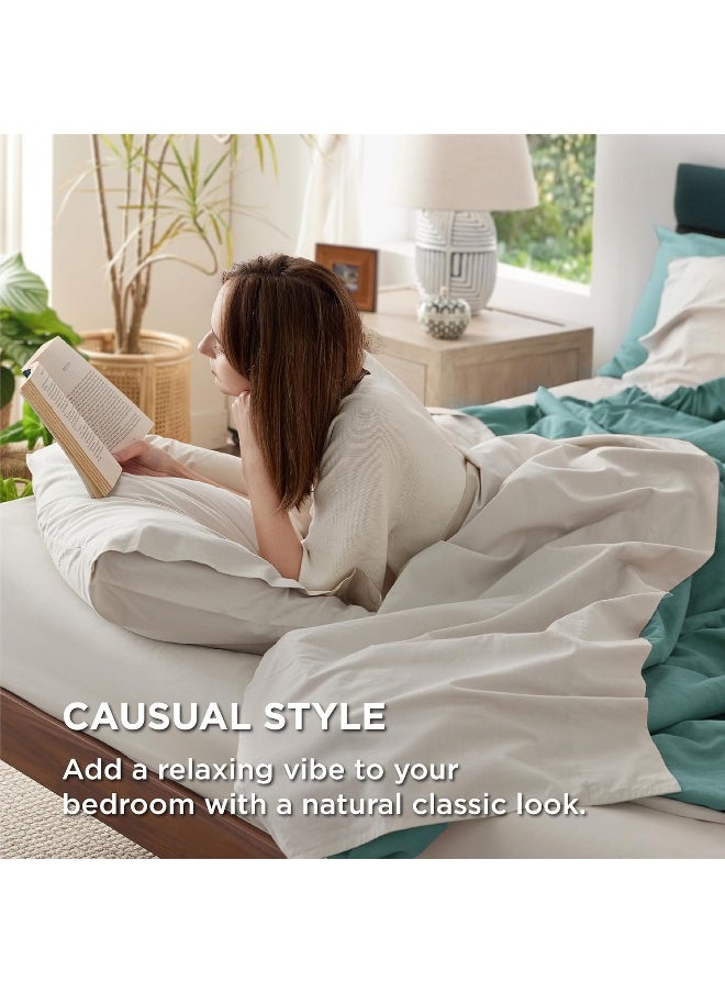 Bedsure Cotton Sheets for King Size Bed, Pure White