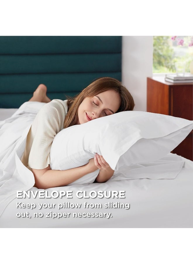 Bedsure Cotton Sheets for King Size Bed, Pure White