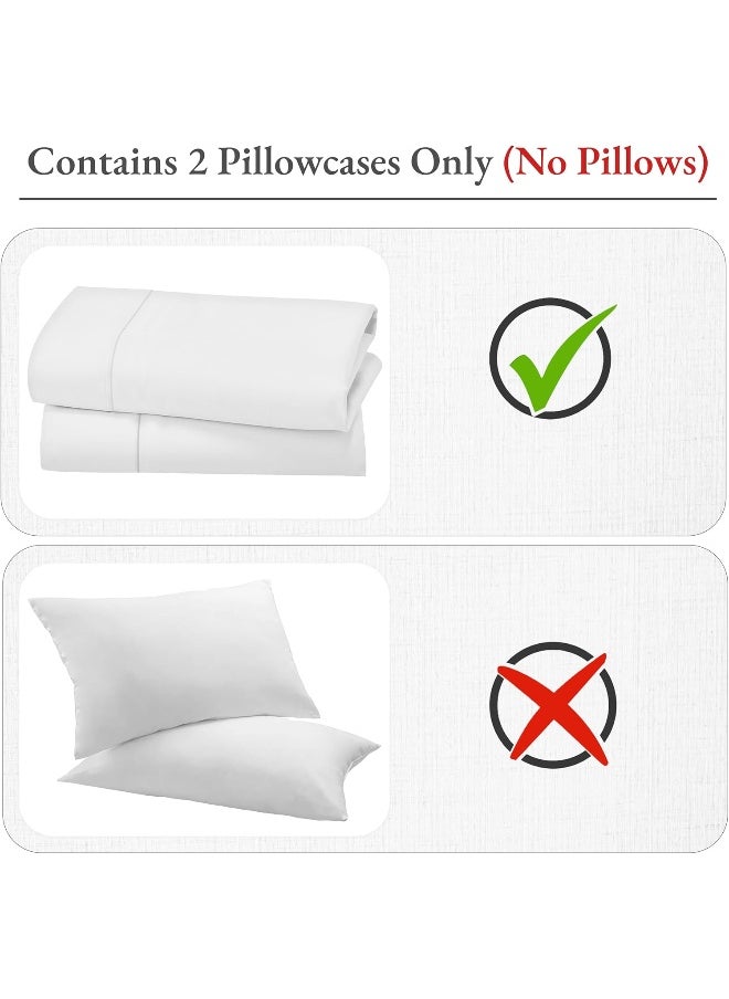 400 Thread Count 100% Cotton Pillow Cases, Bright White Standard Pillowcase Set of 2