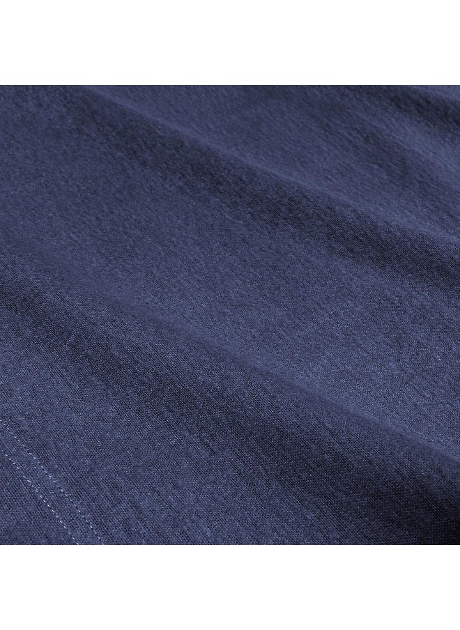 Superior Deep Pocket Cotton Flannel Paisley or Solid Sheet Set, Navy Blue