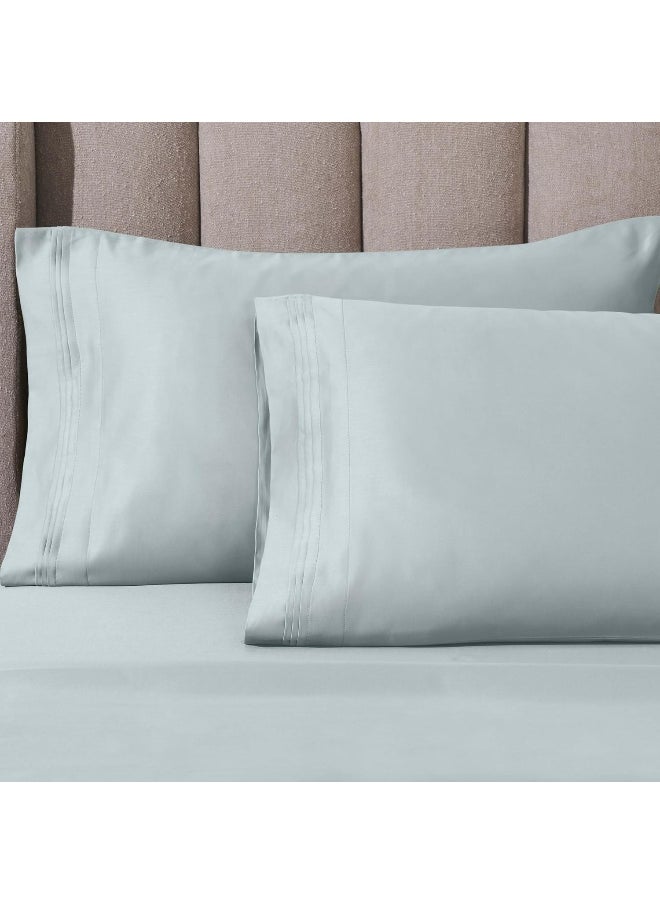 SUPERIOR Egyptian Cotton 1000 Thread Count Extra Deep Pocket Sheet Set, Includes 1 Fully Elasticized Fitted Sheet, 1 Flat Sheet, 2 Pillowcases, Bedding Essentials Decor, California King, Baby Blue