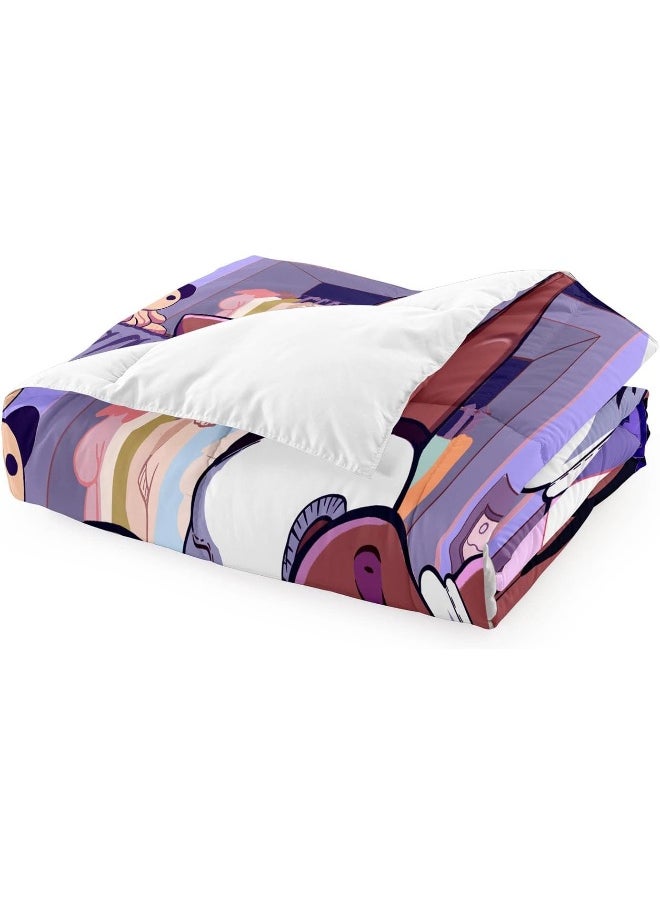 African American Black Girl Twin Bedding Set, Twin Bed Comforter Sets for Girls Black Girl Magic Comforter Set Purple Twin Size Cute 2 Piece Quilt Set, 1 Comforter + 1 Pillowcase
