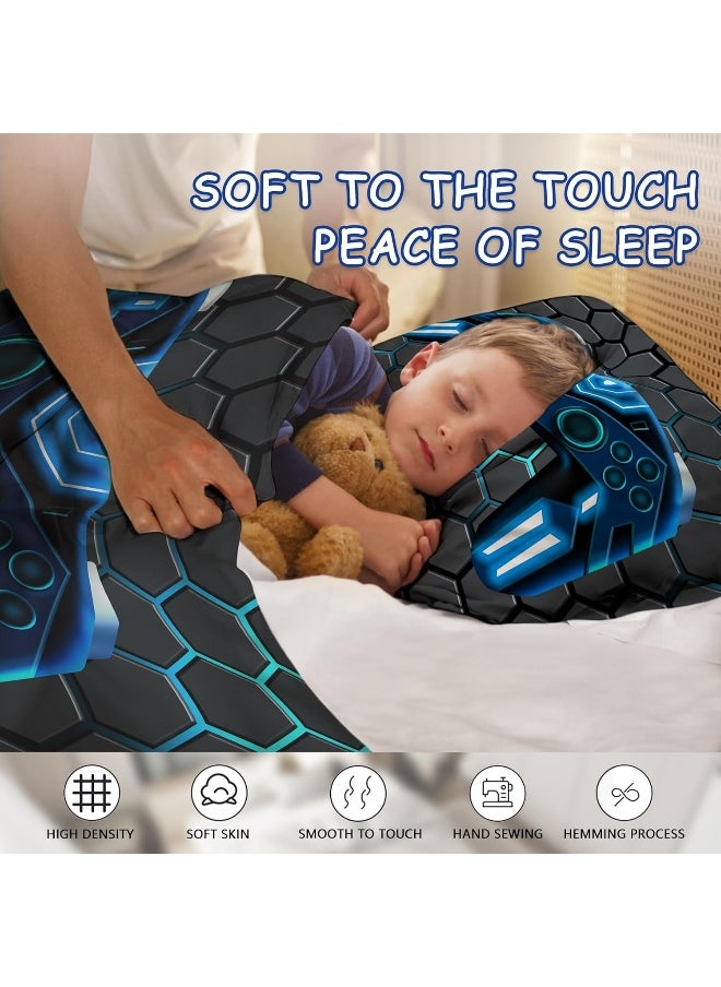 Uyivugmo Kids Gaming Comforter Twin Size Video Game Console Geometric Bedding Sets for Boys Girls Kids 3D Gaming Comforter with 2 Pillowcase