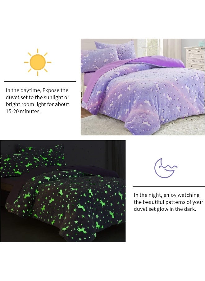 ROYALAY 5 Piece Glow in The Dark Comforter Twin/Twin XL Size (Purple, Full (7 Pcs))