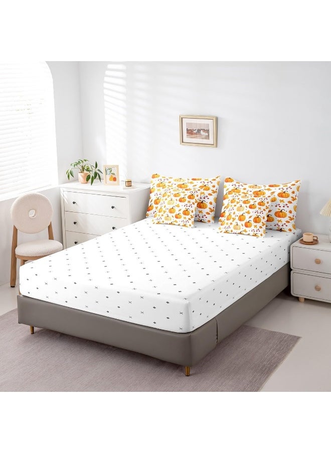 Erosebridal 7Pcs Pumpkin Comforter Sets Twin Size, Happy Fall Y'all Comforter Set Autumn Leaves Bed in a Bag