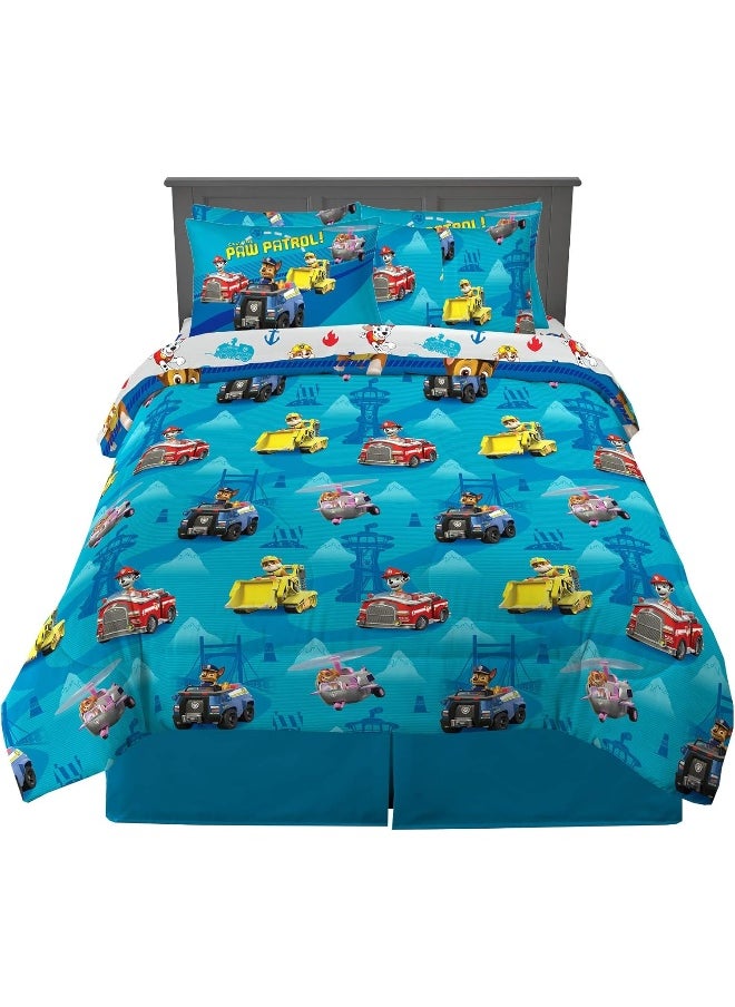 Franco Kids Bedding Super Soft Comforter and Sheet Set with Sham, 7 Piece Full Size, Paw Patrol