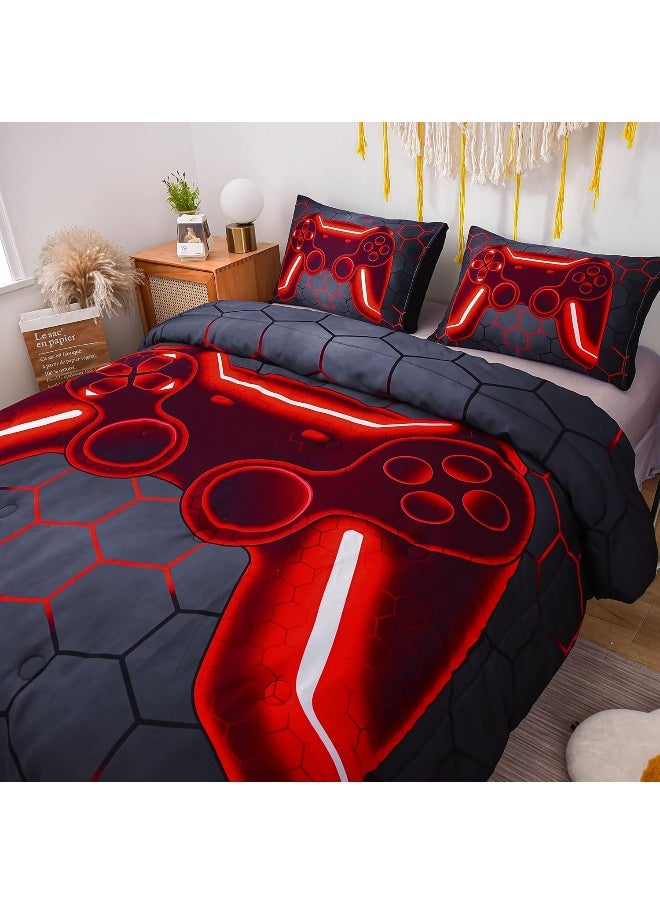NTBED Game Console Comforter Set for Boys Girls Kids 3D Gaming Geometric Lightweight Microfiber Bedding Sets