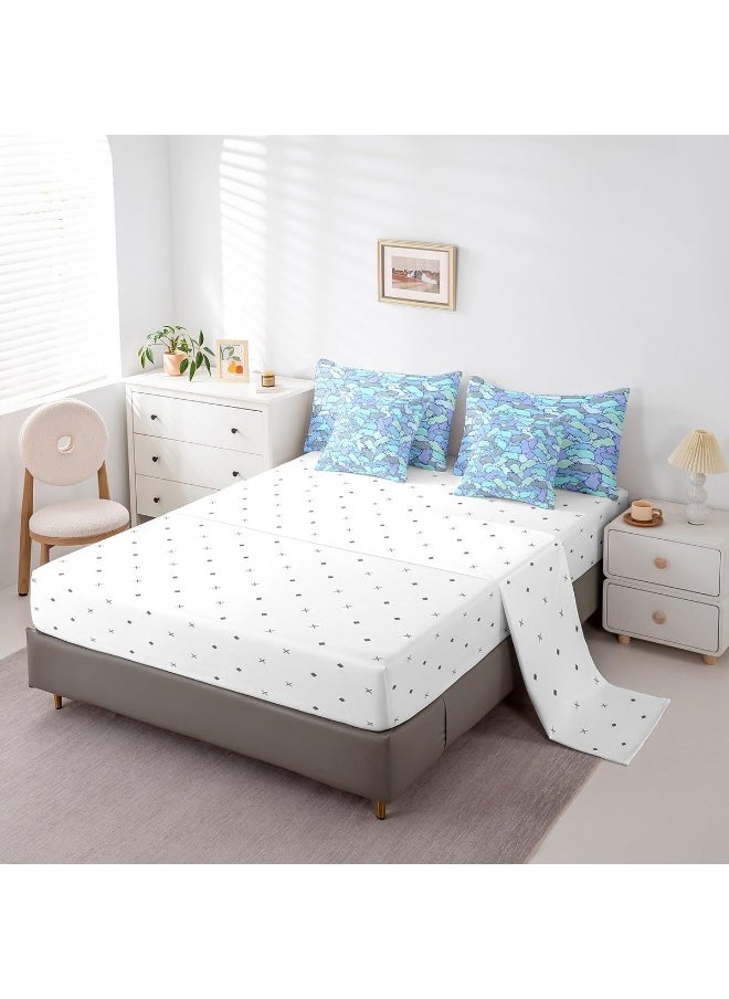 Feelyou Kids Hippos Comforter Set Full Size 7 Pieces Comforters Cute Hippopotamus Bedding Set Cartoon Animal Themed Bed Set Bed in a Bag with Comforter, Sheets, Pillowcases & Cushion Covers
