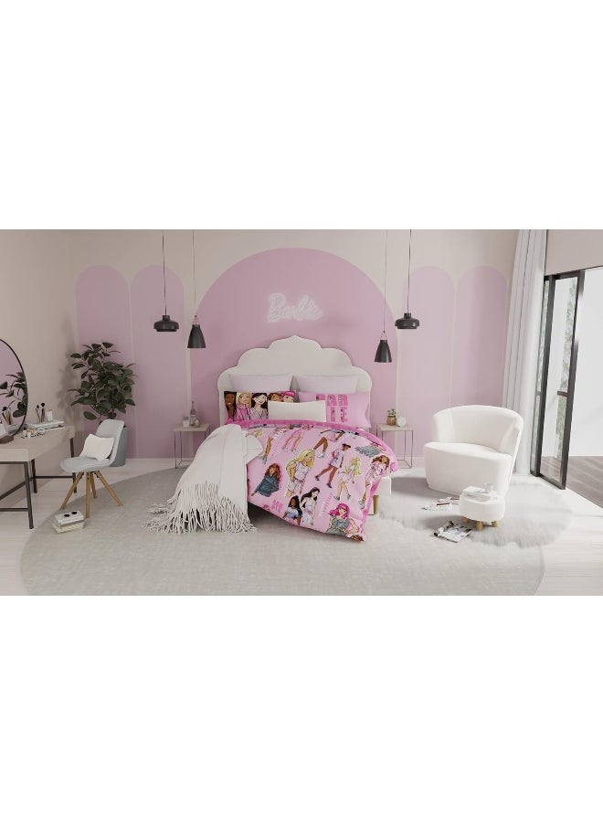 Franco Barbie Bedding Super Soft Comforter and Sheet Set with Sham, 7 Piece Full Size
