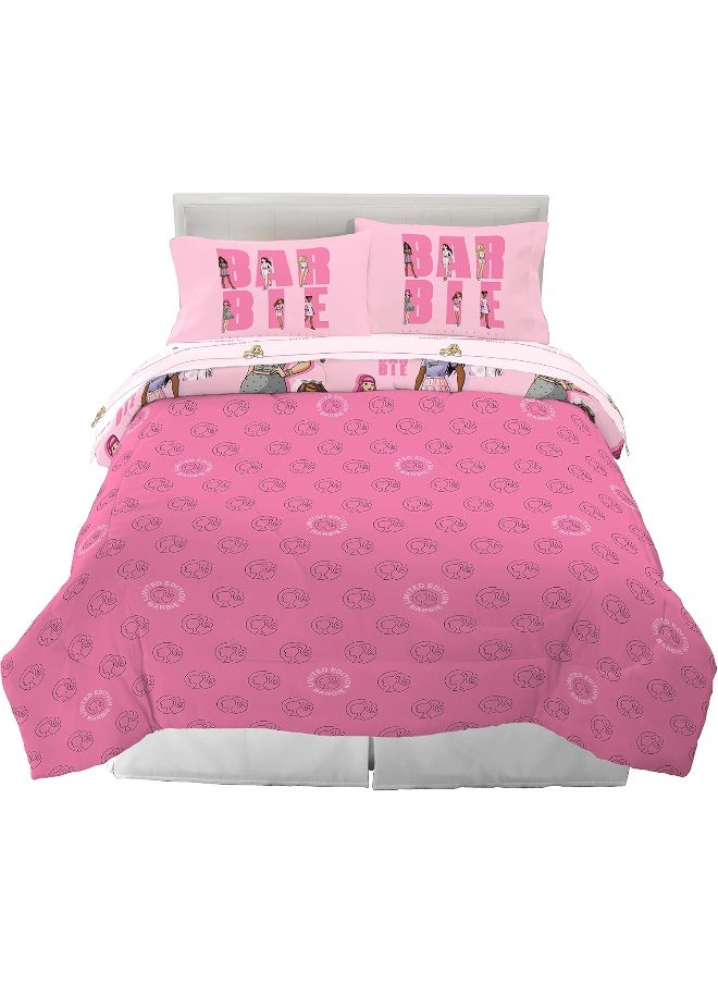 Franco Barbie Bedding Super Soft Comforter and Sheet Set with Sham, 7 Piece Full Size