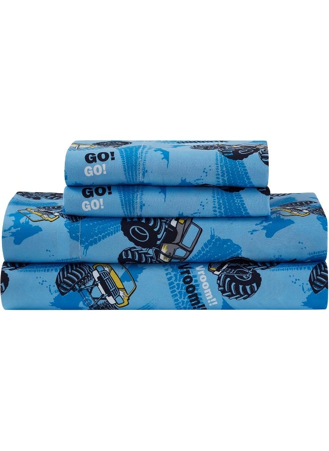 Sweet Home Collection Kids Bedding Set Bed in a Bag for Boys and Girls Toddlers Printed Set and Comforter, Twin, Monster Truck
