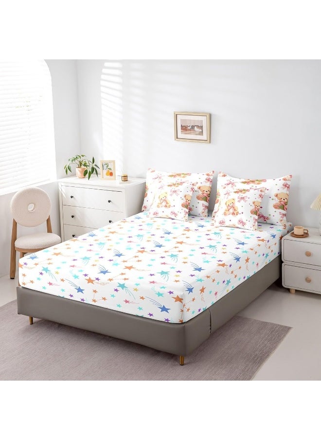 Feelyou Pink Bowknot Bedding Set All Season King Size Cute Bear Comforter Set 7 Pieces Dreamy Princess Style Toy Bear Cute Bow Girly Bed in a Bag Flower Bed Set with Comforter, Sheet Set, Pillowcases