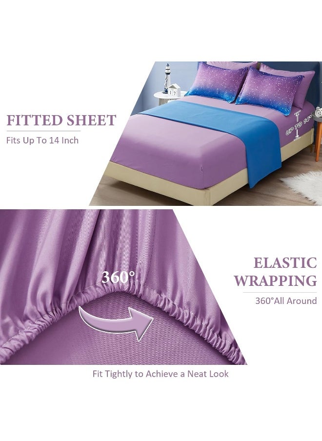 Drucon Rainbow Comforter Set Queen Size for Teen Girl & Boys, 7 Pieces Bed in A Bag Blue Purple Rainbow Bedding Set Queen Size