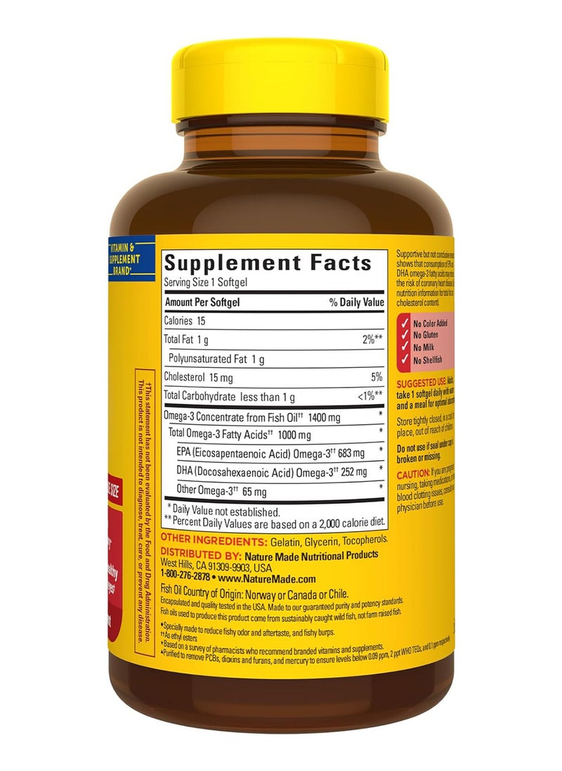 Burpless Ultra Omega3 From Fish Oil 1400 Mg Dietary Supplement For Healthy Heart Support 90 Softgels 90 Day Supply