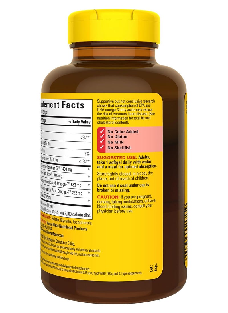 Burpless Ultra Omega3 From Fish Oil 1400 Mg Dietary Supplement For Healthy Heart Support 90 Softgels 90 Day Supply