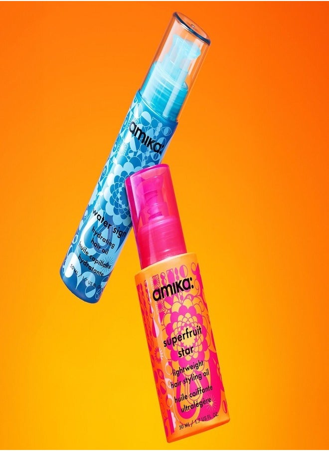 Amika Superfruit Star Lightweight Hair Styling Oil – Nourishing, Frizz-Control, and Shine-Enhancing Oil for All Hair Types, 50ml
