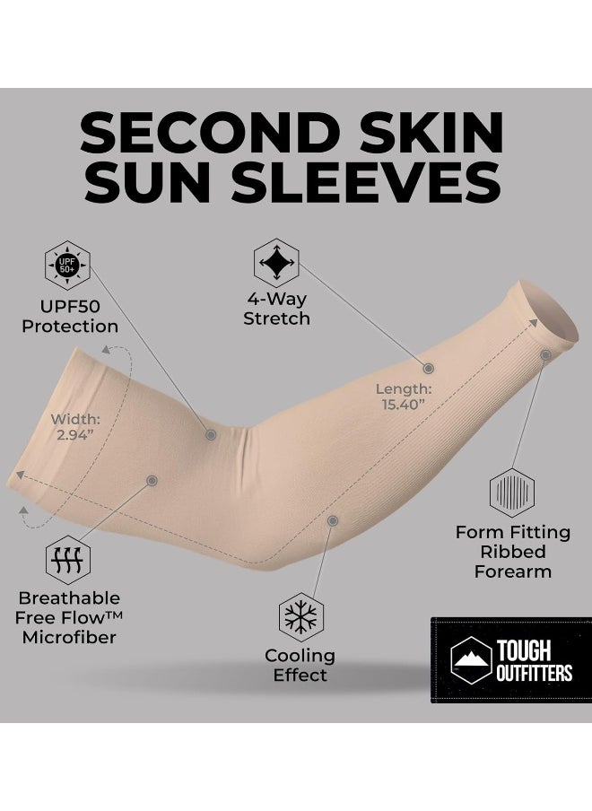Tough Outdoors Sun Protection Sleeves - UV Arm Sleeves for Men and Women - Golf Cooling Arm Sleeves - Baseball Sun Sleeves