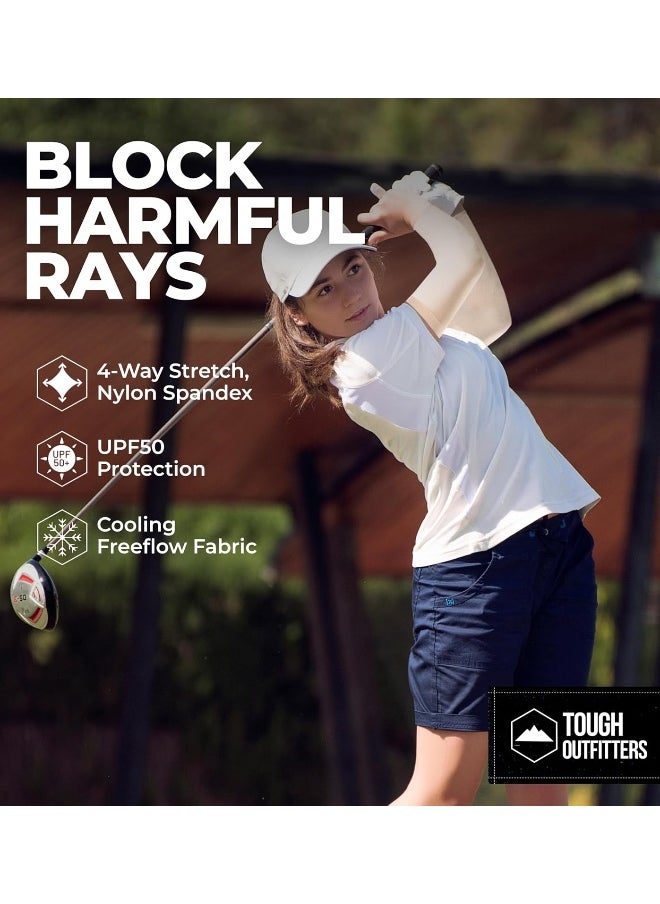Tough Outdoors Sun Protection Sleeves - UV Arm Sleeves for Men and Women - Golf Cooling Arm Sleeves - Baseball Sun Sleeves