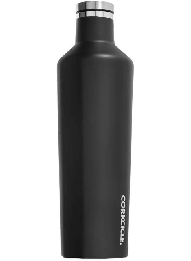 Corkcicle Canteen - Triple Insulated Stainless Steel Water Bottle with Straw - Keeps Cold for 25+ Hours and Hot for 12 Hours - Leakproof, Reusable, BPA-Free, Dishwasher Safe - Matte Black, 750ml/25oz