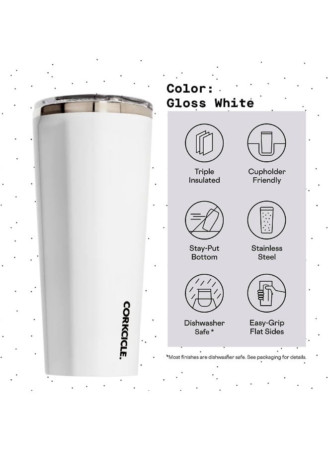 Corkcicle Classic Triple Insulated Coffee Mug with Lid, Gloss White, 24 oz – Stainless Steel Travel Tumbler Keeps Beverages Cold 9+hrs, Hot 3hrs – Cupholder Friendly Travel Coffee Tumbler