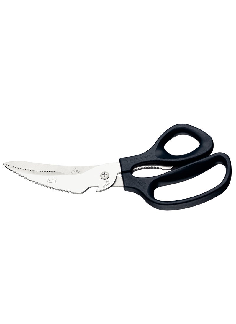 Since 1911,Made in Brazil- Supercort 8 Inches Kitchen Scissors with Stainless Steel Blades and Black Polypropylene Handles, 25919168