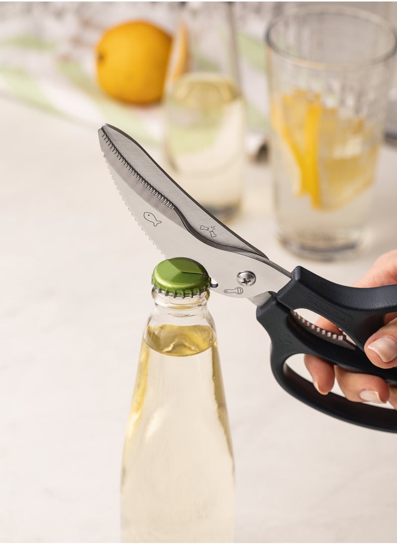 Since 1911,Made in Brazil- Supercort 8 Inches Kitchen Scissors with Stainless Steel Blades and Black Polypropylene Handles, 25919168