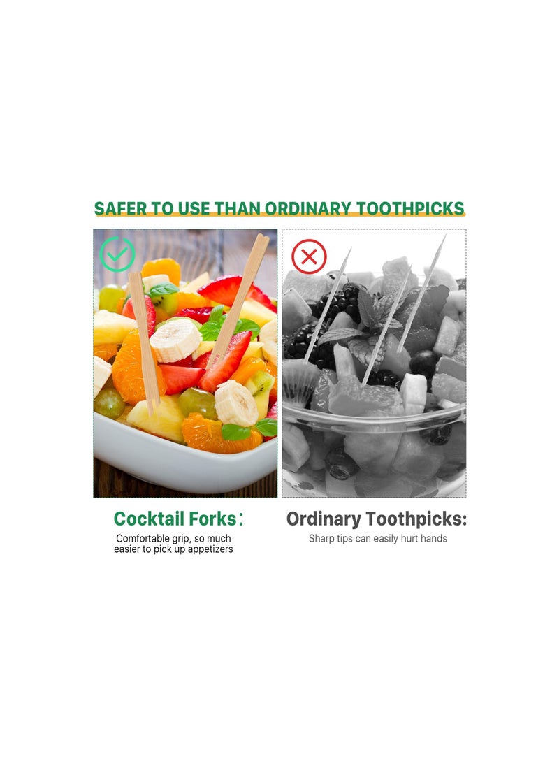 Bamboo Forks, Natural Disposable Mini Forks for Appetizers, Blunt End Appetizer Charcuterie Board Accessories, Tiny Toothpick Kids Safe Party Fruit(1000 PCS)