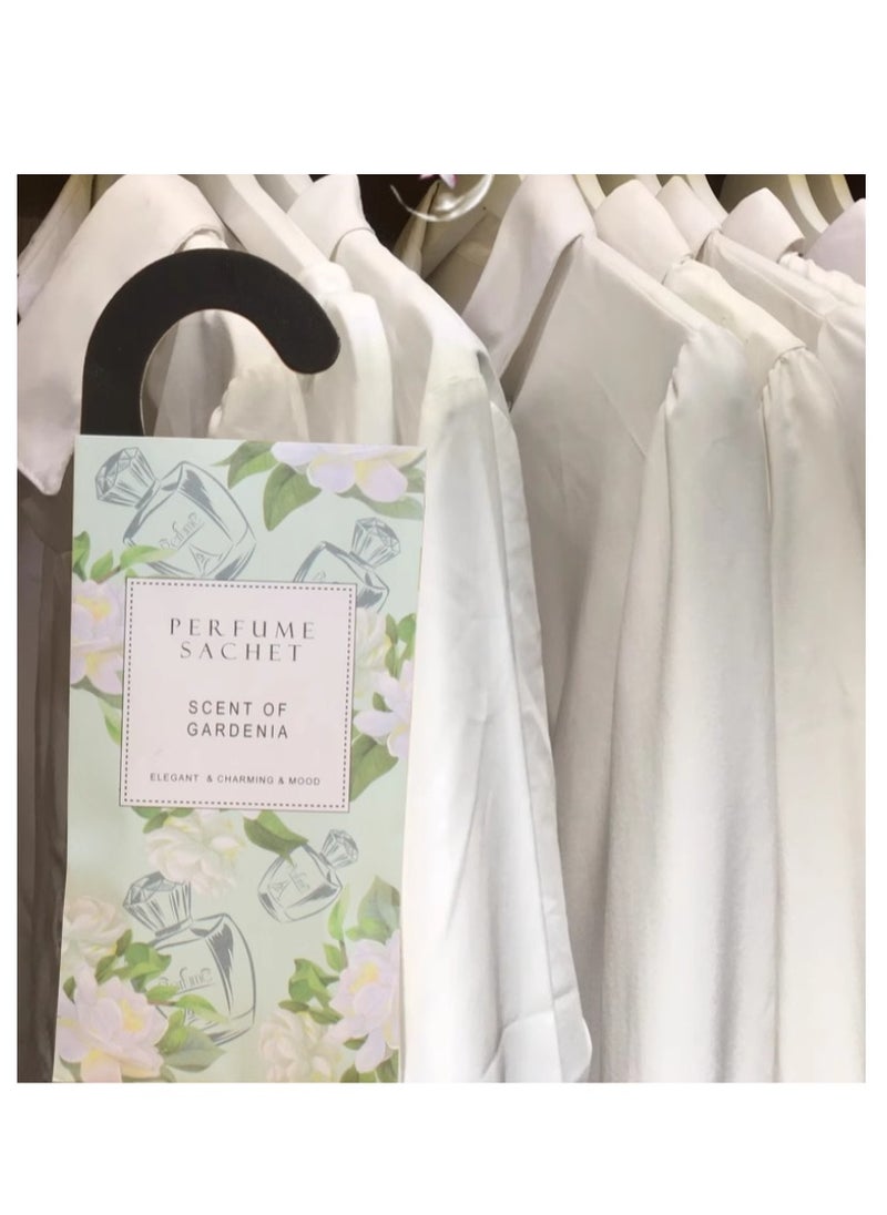 Gardenia Hanging Sachet Closet Deodorizer 1 Pack 12 Pcs Scent Drawer Freshener Air Scented for Home Car Long Lasting Sachets Smell Goods