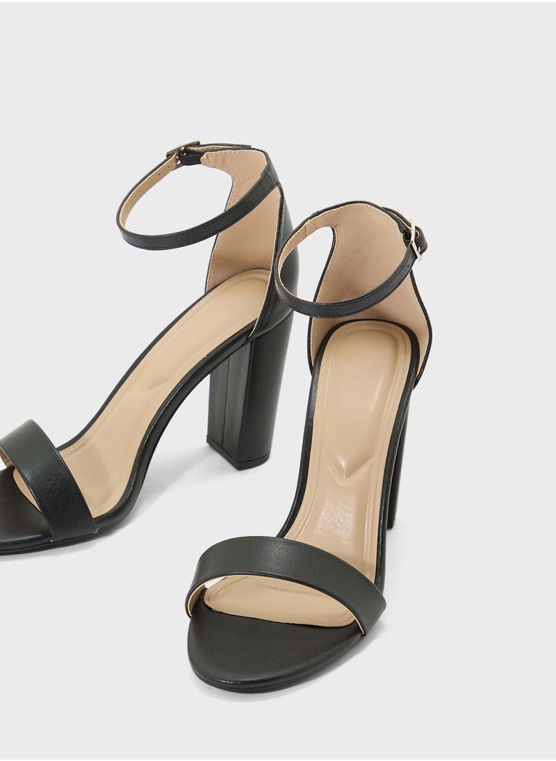 Ankle Strap High Block Heel Sandal
