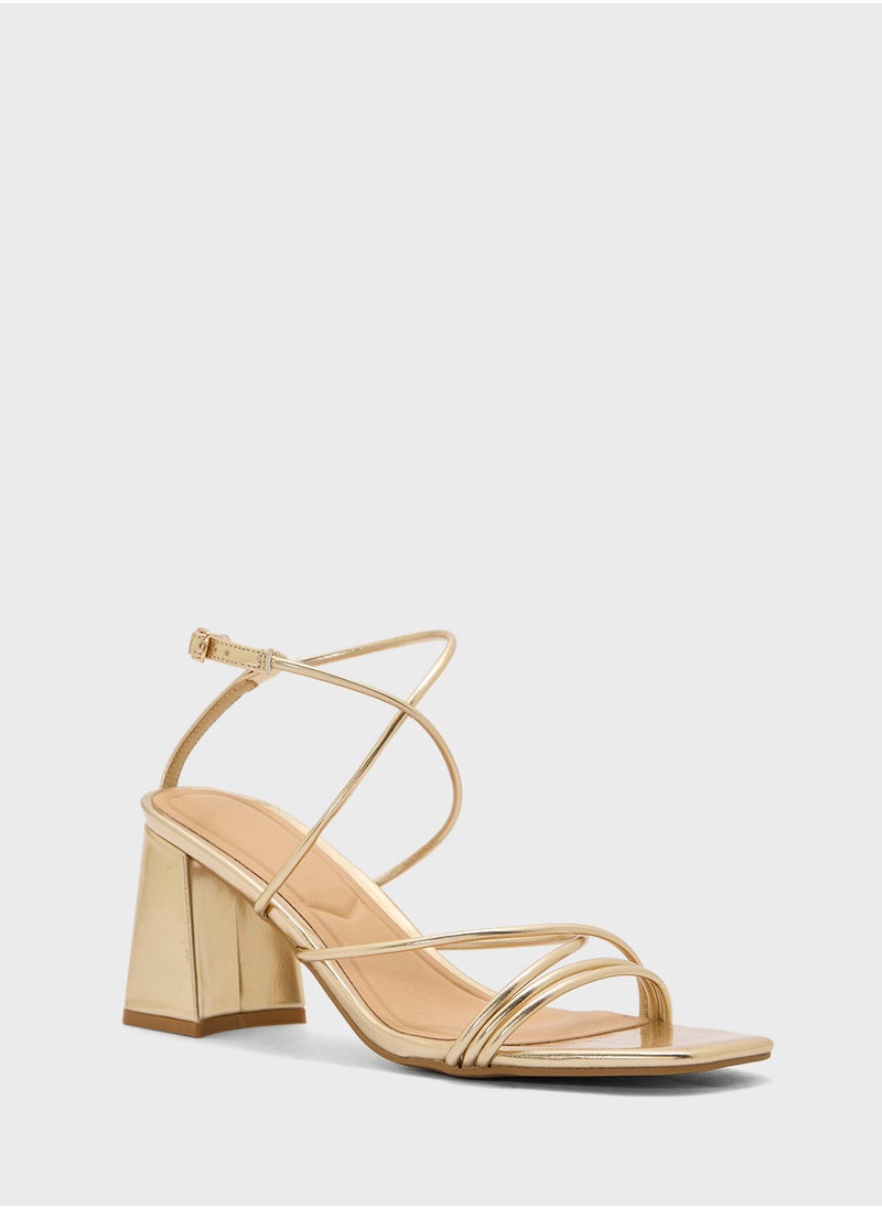 Flaire Block Heel Multi Strap Ankle Strap Block Heel Sandal