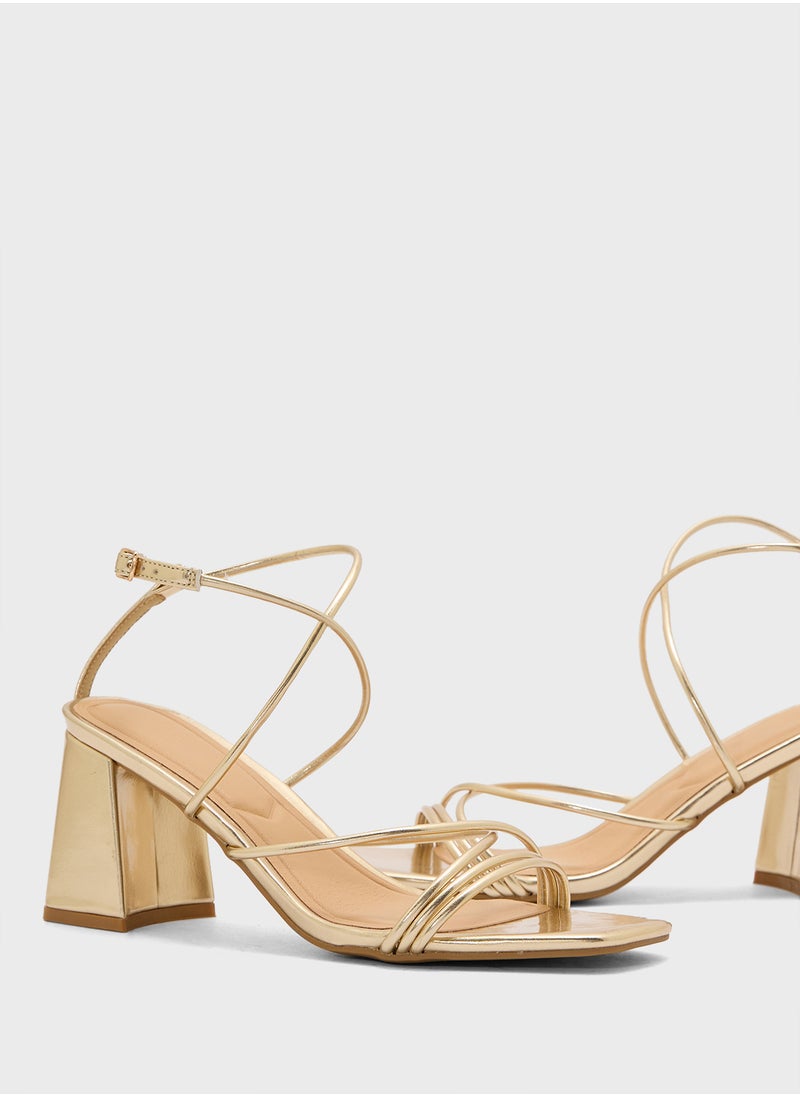 Flaire Block Heel Multi Strap Ankle Strap Block Heel Sandal