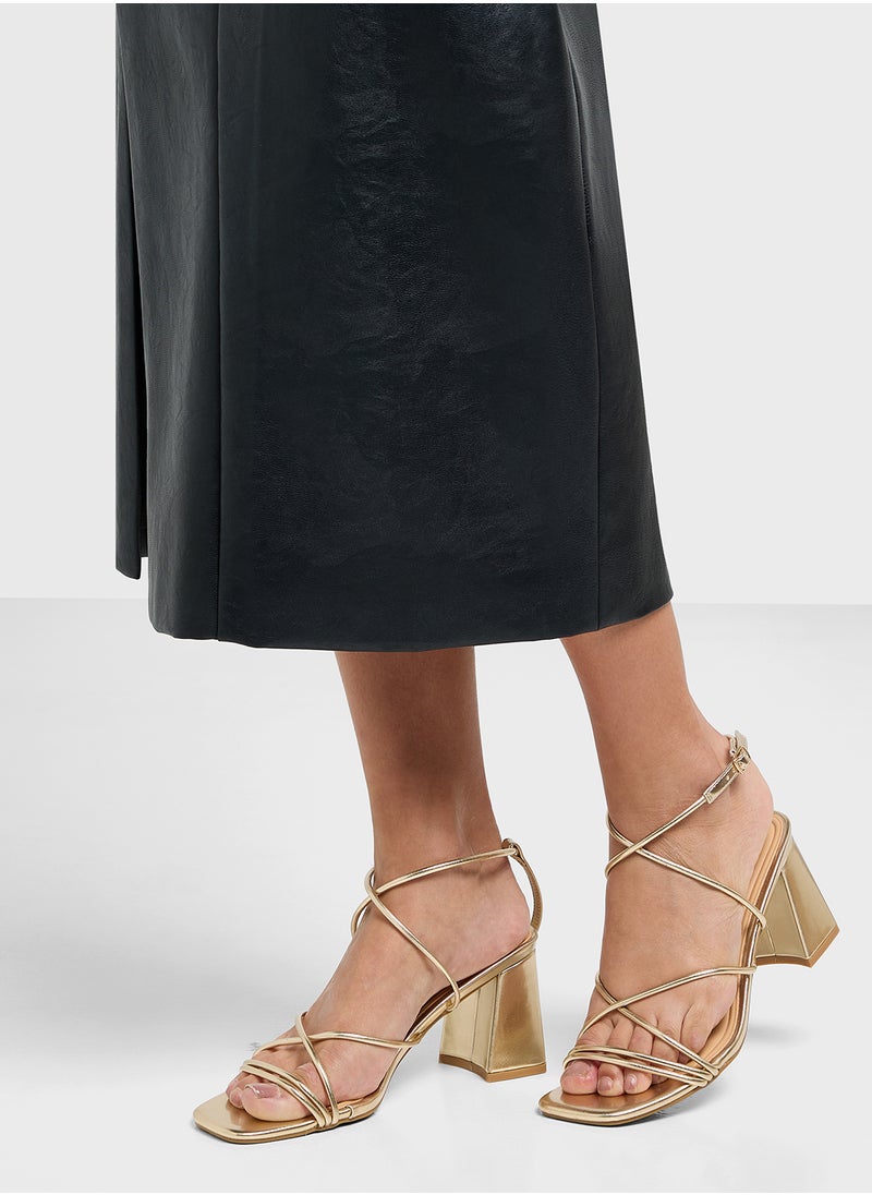 Flaire Block Heel Multi Strap Ankle Strap Block Heel Sandal