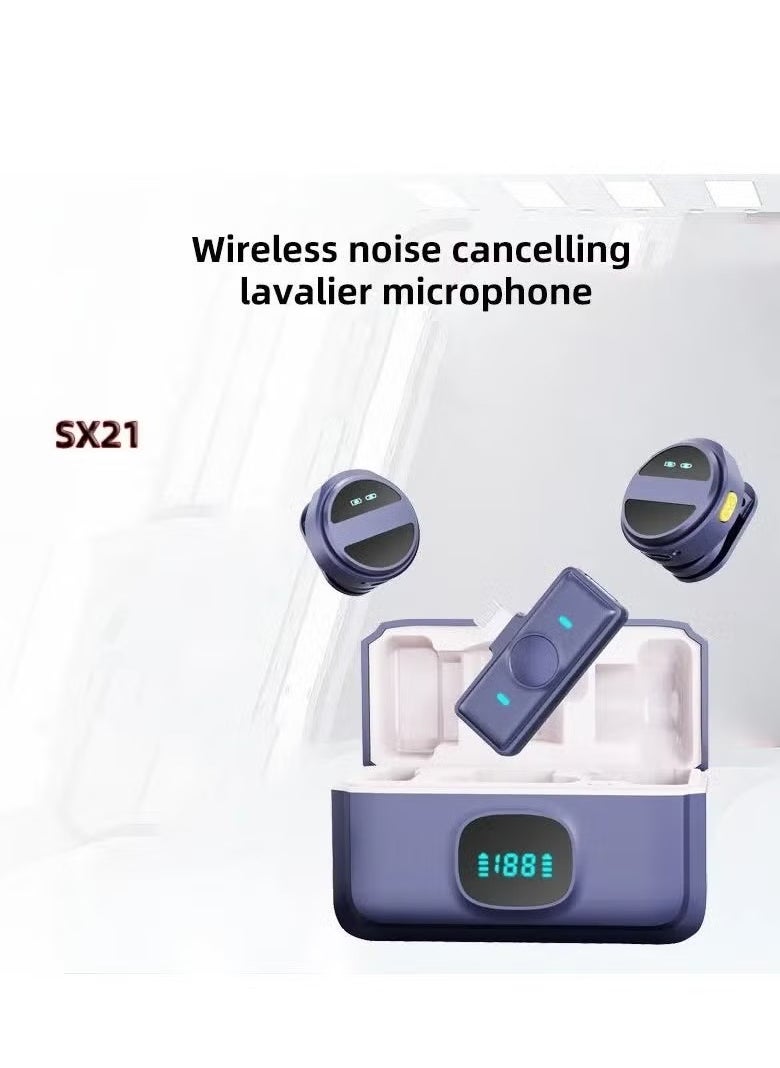 SX21-New 1 Drag 2 Wireless Lavalier Microphone – 2.4GHz, Portable 2-in-1 Mini Mic for Vlogging & Streaming (Black)