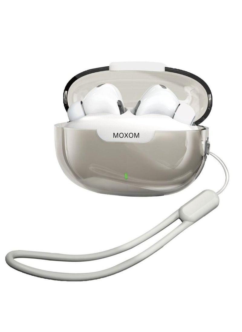 Moxom MX-TW72 Space Capsule Transparent TWS Wireless Earbuds with Extra Bass – High-Quality Sound and Sleek Design
