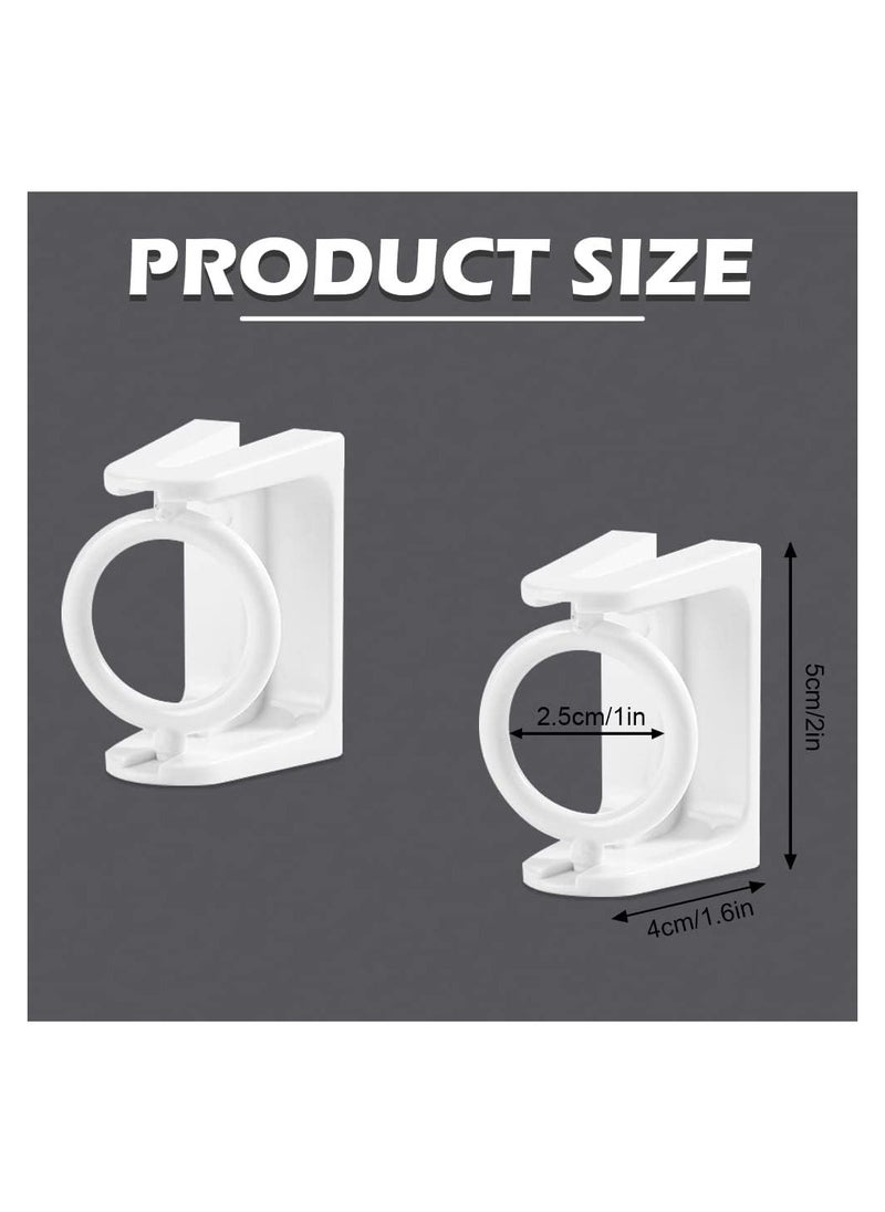 Self Adhesive Rotating Ring Curtain Rod Brackets, No Drilling, Adjustable Curtain Rod Holders for Kitchen, Bathroom, Hotel, 8Pcs (White)
