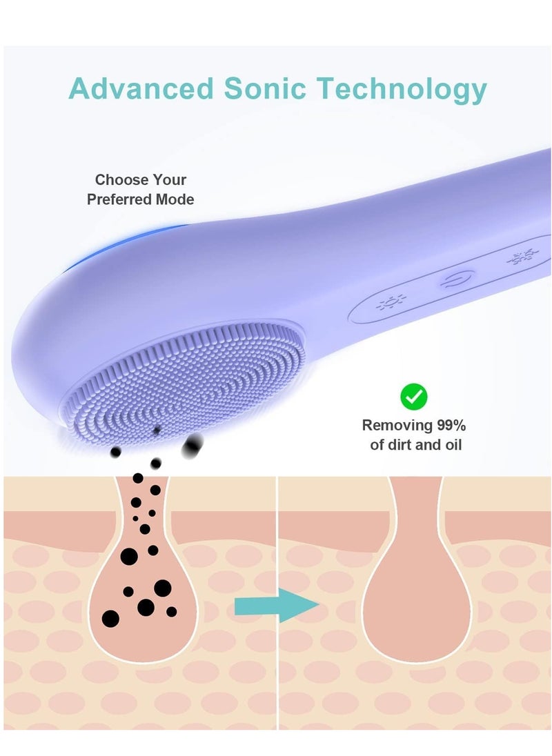 Facial Cleansing Brush Face Scrubber Waterproof Face Scrub Brush for Men & Women Rechargeable Face Brushes for Facial Electric Silicone Face Scrubber Cleanser Brush, Black
