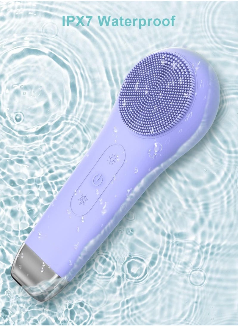 Facial Cleansing Brush Face Scrubber Waterproof Face Scrub Brush for Men & Women Rechargeable Face Brushes for Facial Electric Silicone Face Scrubber Cleanser Brush, Black